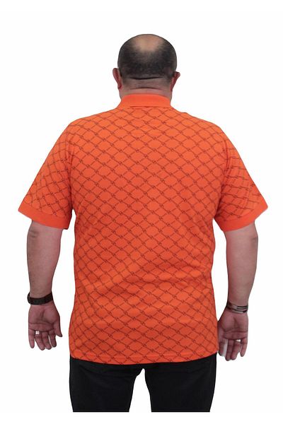 MocGrande Large Size Men's Polo Collar T-Shirt - Square 24452 ORANGE