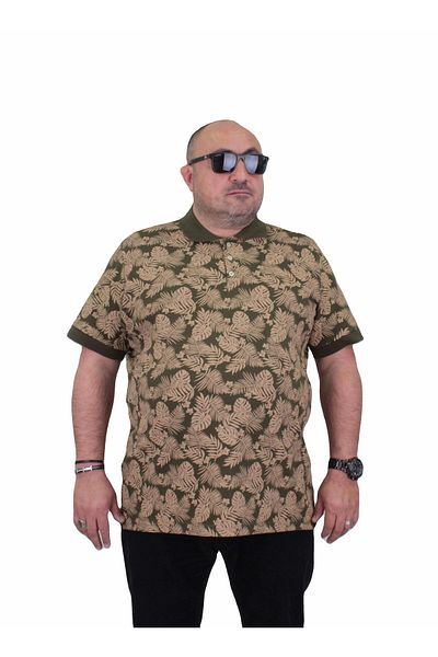 MocGrande Ανδρικό μπλουζάκι με γιακά Polo Plus Size - Hawaii 24455, Military Green
