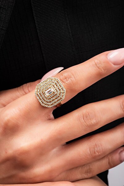 Altınaşkı Baget Taşlı Altın Yüzük