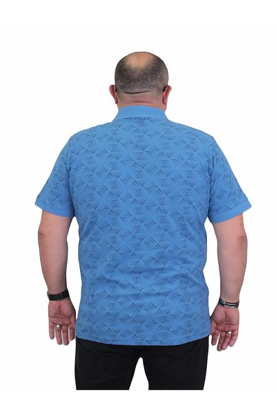 MocGrande Tricou cu imprimeu triunghi cu gât polo pentru bărbați - 24450 ALBASTRU