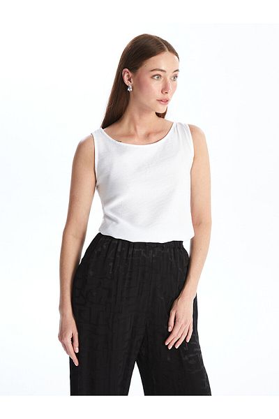LC Waikiki LCW Damen-Bluse mit Rundhalsausschnitt