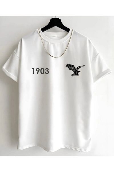 aynewmoda Tricou oversize unisex cu imprimeu Eagle 1903