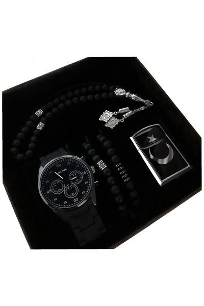 serbestmoda Erkek Kol Saati Tesbih Çakmak Bileklik Saat Seti - Sevgiliye Hedi...