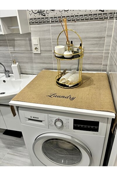 HALFART Doğal Şıklık: Jüt Laundry Baskılı Çamaşır Makinesi Örtüsü