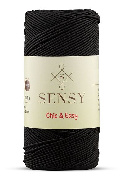 SENSY Premium Chic&Easy 200 gr Slim Supra Rope Snur cerat Macrame Rope Bag Rope Macrame Rope Negru