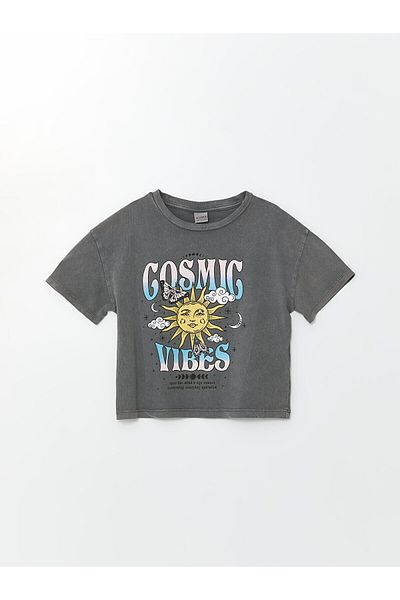 LC Waikiki LCW Girl - Crew Neck Printed Short Sleeve T-Shirt