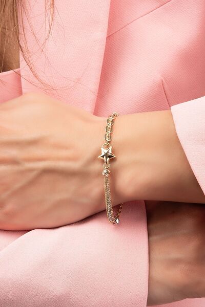 Altınaşkı Üç Renkli Yıldız Altın Bileklik