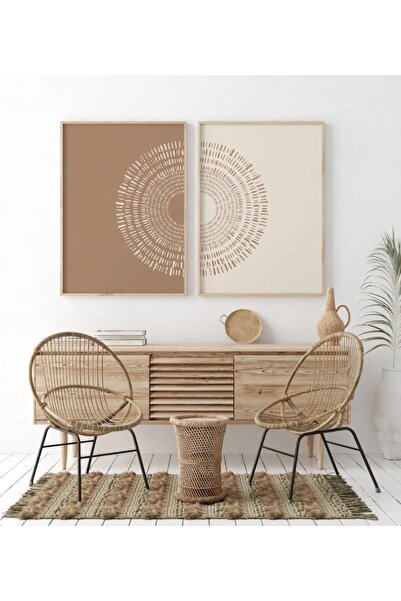 woodhomeworks Ahşap Çerçeveli 2 Li Soyut Tablo Qmmt35