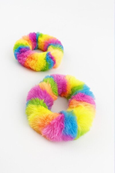 GÜLPEŞE 2 buc cataramă elastică cu pluș curcubeu, cataramă Simit