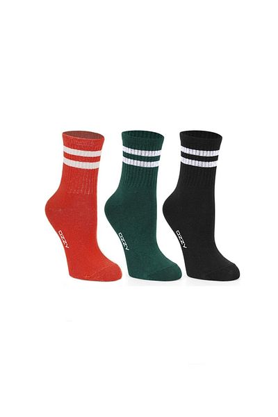 Ozzy Socks 3 пакета колежански чорапи Червени Зелени Черни