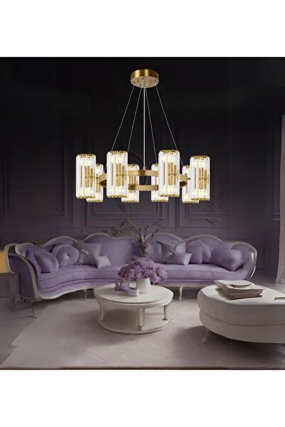 RONİSU AYDINLATMA Betty 8'li Taşlı Oturma Odası Avize Taşlı Salon Oturma Odas...