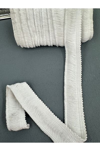 paşateks since 1995 şekil 5 Meters White Knitted Fringe - 3 cm
