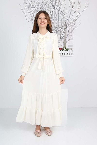 Asortix Girl's Chiffon Fabric Solid Color Full Length Comfortable Stylish Dress