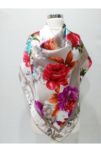 VİZYON وشاح حريري من فرو المنك للسيدات