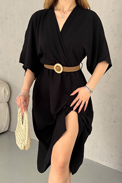 Neşeli Butik Ženska haljina sa niskim rukavima i slamnatim detaljima - Ayrobi...