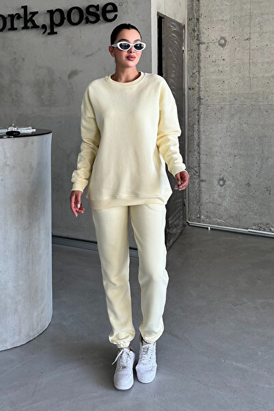 MODAGEN Sárga uniszex oversize tréningruha szett - legény nyakú