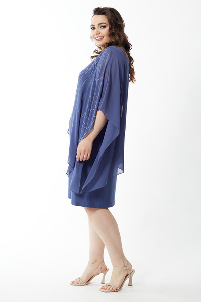 Moda Alba Πλεκτό κοντό βραδινό φόρεμα σιφόν με πέτρινη λεπτομέρεια