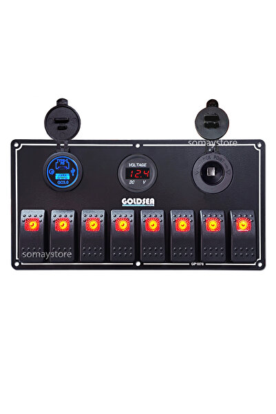 SomayStore Tekne Switch Panel 8 Anahtarusb Type-c Voltmetre Şarj Soketli 12-2...