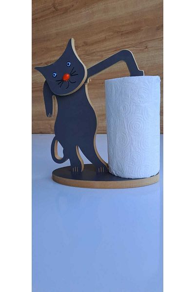 Asrimo mobilya Disassembled Wooden Cat Figure Office Bathroom Kitchen v.sPaper Towel Holder For