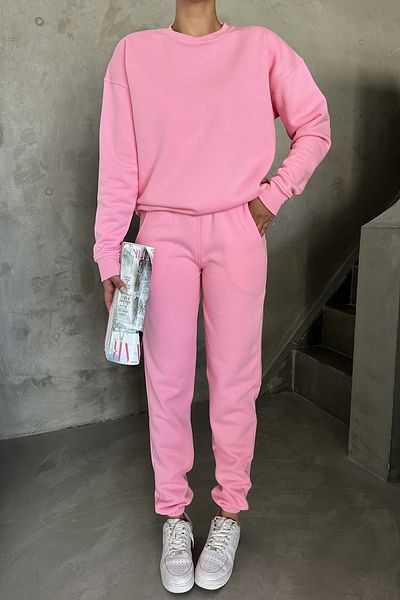 MODAGEN Rosa Übergroßes Trainingsanzug-Set für Unisex – Rundhals
