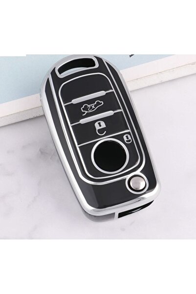 YıldızTuning Fiat Egea Siyah Silver Renk Anahtar Koruma Kılıfı