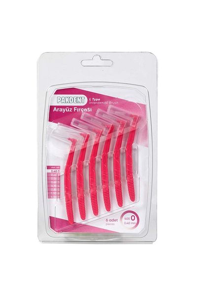 PAKDENT Pink Interface Brush - L Type, 0.4 mm