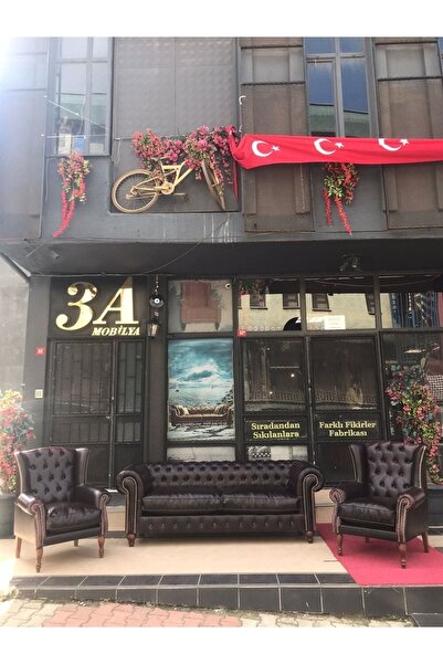 3A Mobilya English Burgundy Chesterfield Takımı