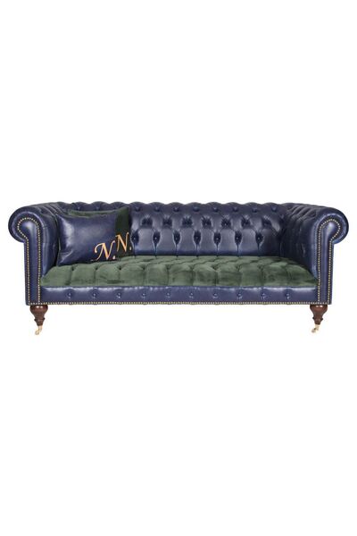 3A Mobilya Dark Blue Green Chesterfield 230X90X80 CM