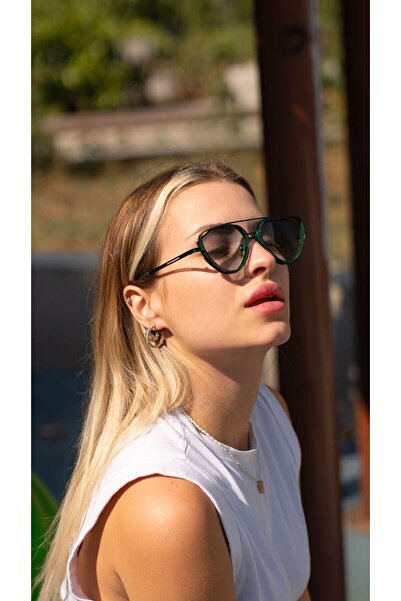 Angel Eyes Green Geometric Frame Unisex Sunglasses B4943