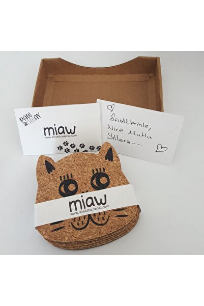 direkt-al قاعدة أكواب على شكل قطة من الفلين مع قاعدة مضادة للانزلاق، 6 قطع