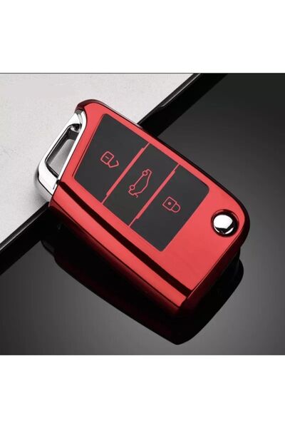 YıldızTuning Seat Leon Mk3.5 Parlak Anahtar Kılıfı Kırmızı Renk