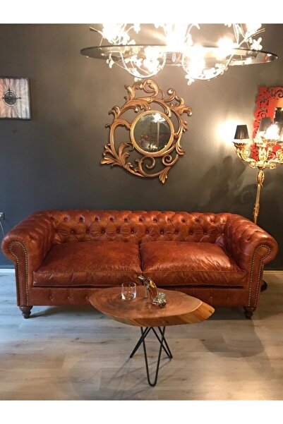 3A Mobilya Hakiki Deri Old Navy Chesterfield Taba