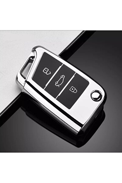 YıldızTuning Seat Leon Mk3.5 Parlak Anahtar Kılıfı Gümüş Renk