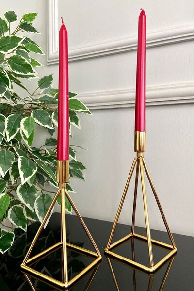 mba decor metal bending art Üçgen Mısır Şamdan Mumluk Dekoratif Mumluk 2 Li P...