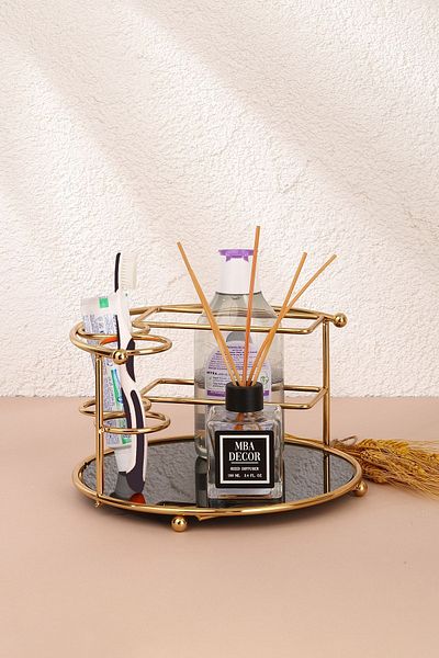 mba decor metal bending art Οργάνωση τραπεζιού μακιγιάζ Οργάνωση μπάνιου Organizer πολλαπλών χρήσεων Χρυσό - Μαύρο ανοξείδωτο φινίρισμα