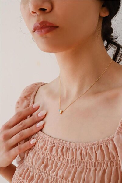 Minamis Silver 925 Ayar Gümüş Gözlü Üç Boyutlu Y Harfli Kadın Gümüş Kolye