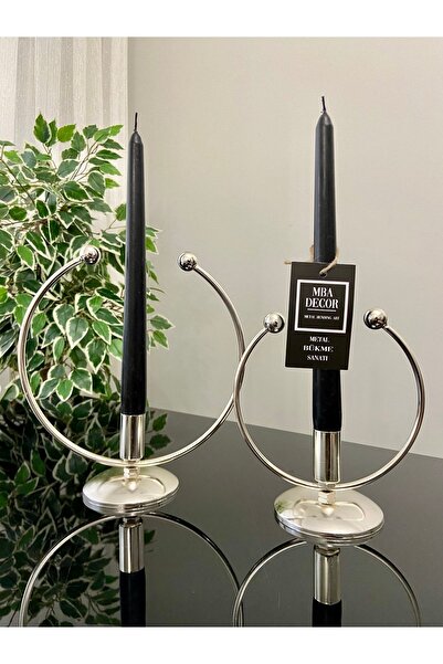 mba decor metal bending art Golden Horn Şamdan Mumluk Full Gümüş Kaplama Deko...