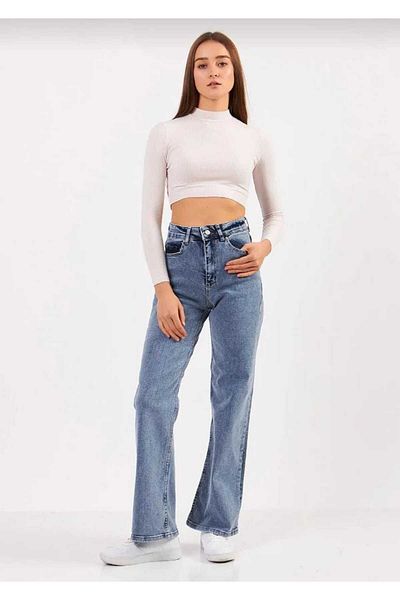 Trn JNS Grant Medium - Pantaloni Palazzo din denim cu picioare largi din Lycra albastră, talie super înaltă