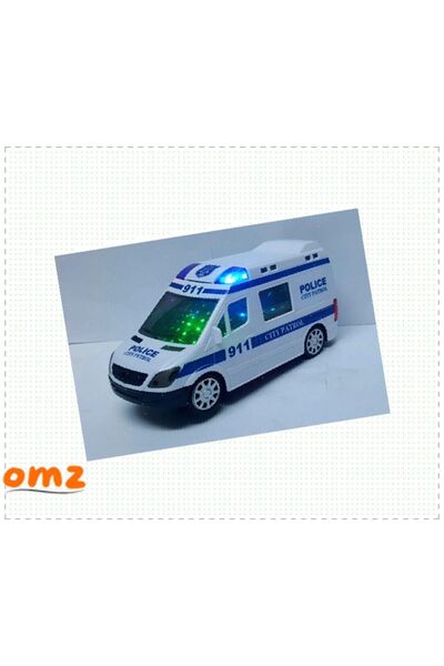 OMZ Polis Arabası Oyuncak Pilli Işıklı Siren Sesli Polis Minibüs Kız Oyuncakları Erkek Cocuk Egitici Mo