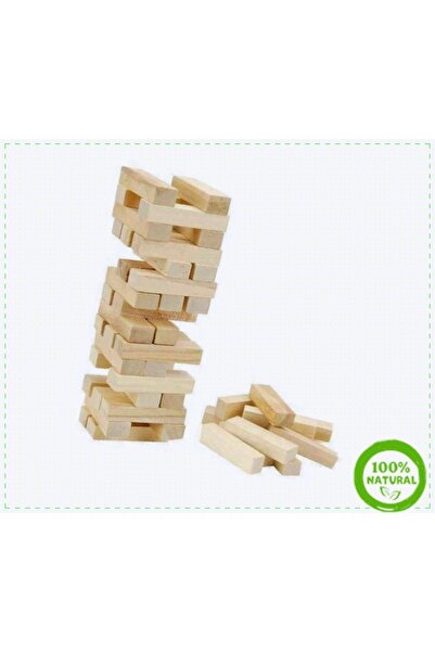 OMZ Jenga Büyük Boy Doğal Ahşap Denge Kule Oyunu 54 Parça Cenga Erkek Cocuk  Egitici Oyuncak