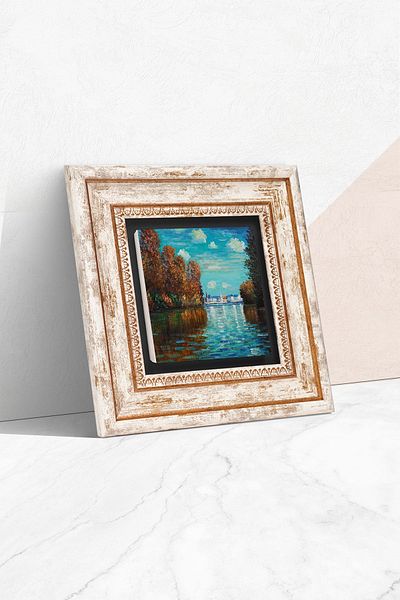 Pinecone Claude Monet Φθινοπωρινός πίνακας τοίχου με πέτρα με κορνίζα Διακόσμηση τοίχου