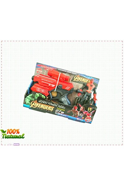 OMZ Spiderman & Hulk Figürlü Oyuncak Lazerli Nerf Modeli Tabanca Ve 10 Adet Kız Erkek Cocuk Egitici Mon