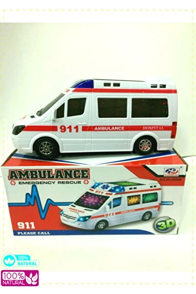 OMZ Pilli 3d Işıklı Hareketli Oyuncak Ambulans Kız Erkek Cocuk Egitici Montessori Oyuncaklar Saglıklı Ü