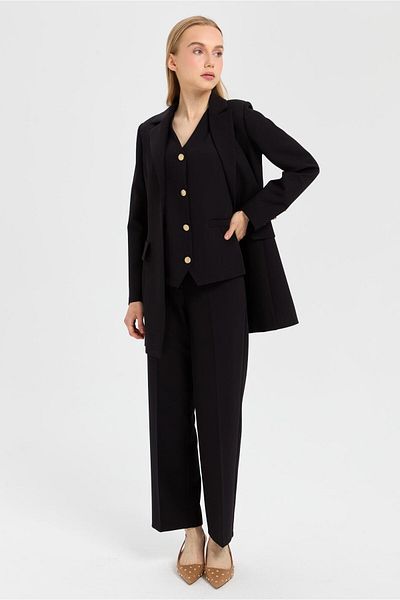 Esswaap Black Vest and Jacket Pants Set
