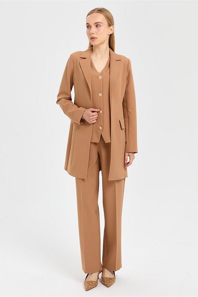 Esswaap Camel Vest and Jacket Set