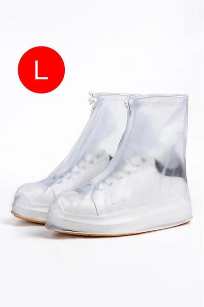 MUJGAN Silikon Yağmur Koruyucu Ayakkabı Kılıfı Kaymaz Su Kir Geçirmez Beyaz L