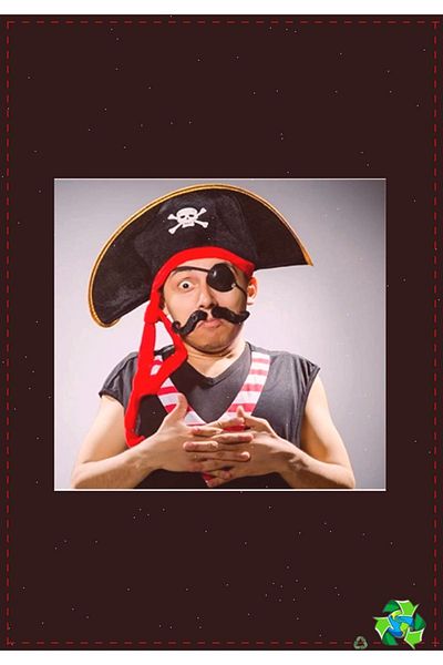 OMZ Men's Toy - Adult Boy, Velvet Captain Jack Sparrow Pirate Hat and Plastic Pirate Eye Mask