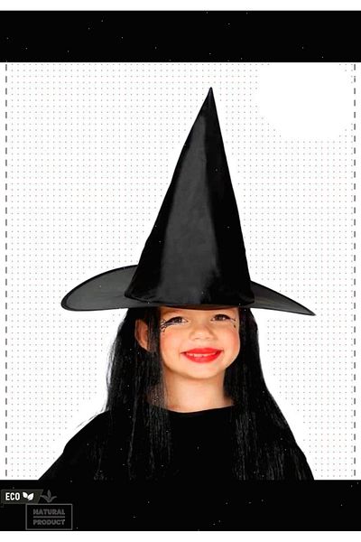 OMZ Black Witch Hat and Long Black Witch Wig - Educational Montessori Toy for Girls and Boys