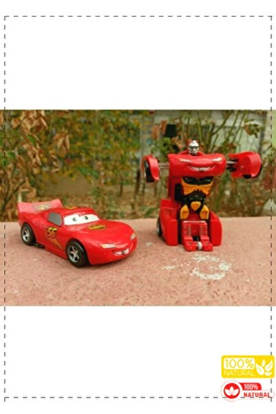 OMZ Tek Tuşla Robota Dönüşen Cars Şimşek Mcqueen Çek Bırak Araba Kız Erkek Co...