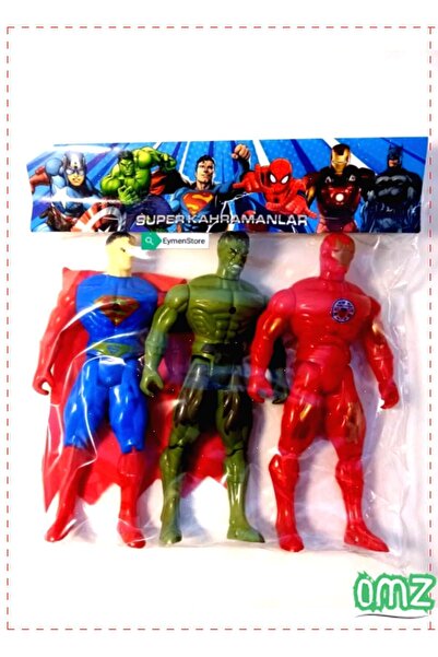 OMZ Süper Kahraman Işıklı Karakter Figür Hulk Süperman Iron Man Erkek Cocuk E...
